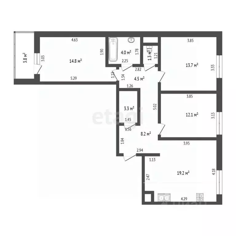 3-к кв. Тюменская область, Тюмень ул. Фармана Салманова, 14 (81.1 м) - Фото 2