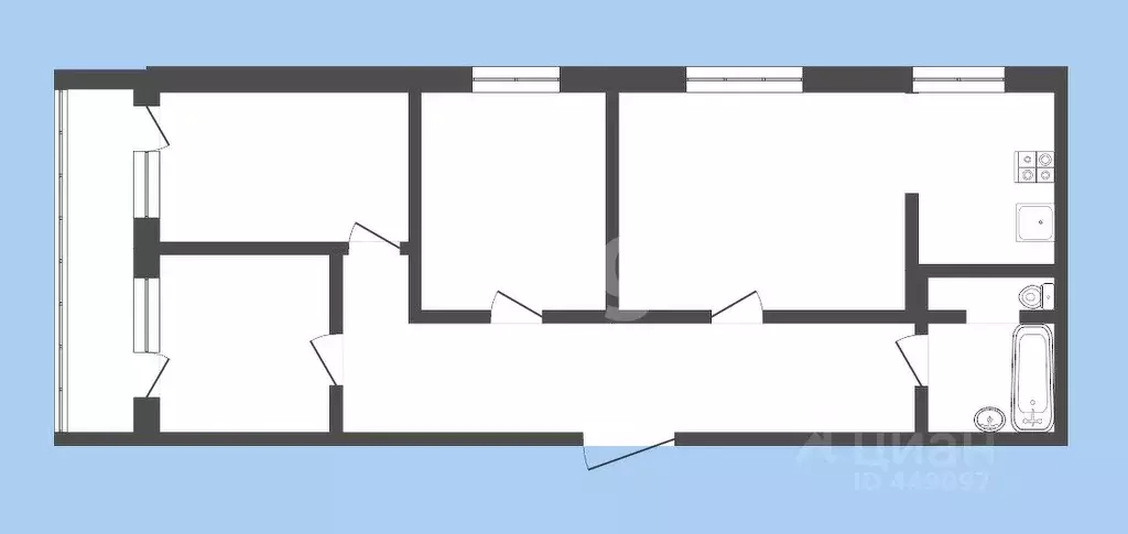 4-к кв. Смоленская область, Смоленск просп. Гагарина, 48 (75.5 м) - Фото 2