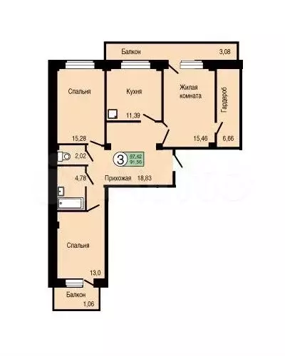 3-к. квартира, 91 м, 2/10 эт. - Фото 0