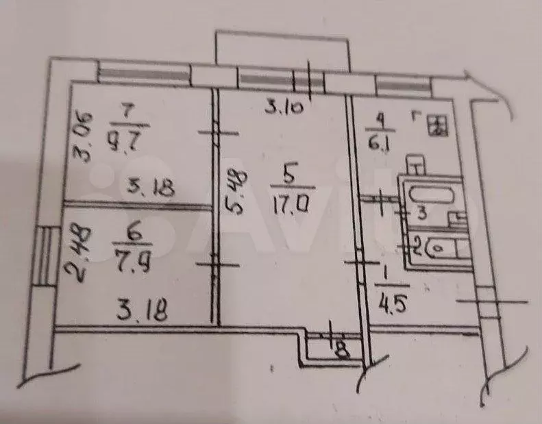 3-к. квартира, 49,3 м, 3/5 эт. - Фото 0