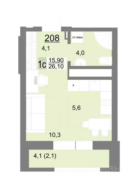 Студия Свердловская область, Екатеринбург ул. Металлургов, 63/1 (26.1 ... - Фото 1