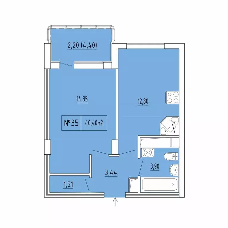 1-комнатная квартира: Феодосия, ЖК Гриновский (38.2 м) - Фото 1