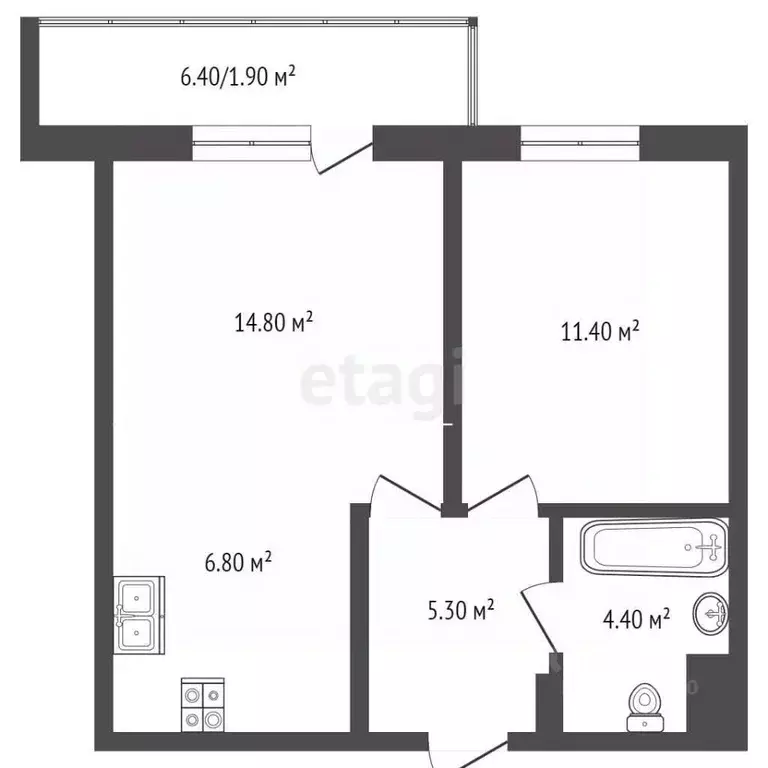 1-к кв. Тюменская область, Тюмень Профсоюзная ул., 55 (44.5 м) - Фото 1
