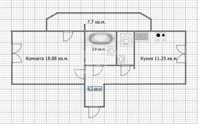 1-к кв. Брянская область, Брянск Советская ул., 101 (46.23 м) - Фото 1