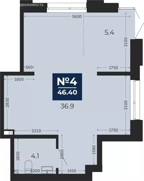 Помещение свободного назначения (46.4 м) - Фото 0