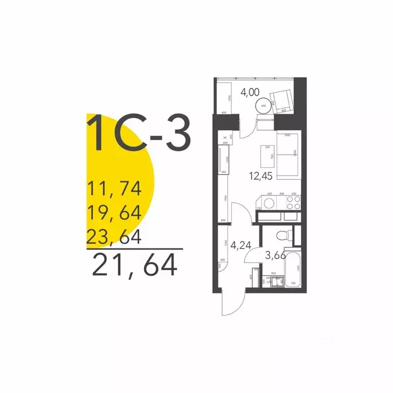 Студия Московская область, Домодедово Востряково мкр, Оптима жилой ... - Фото 1