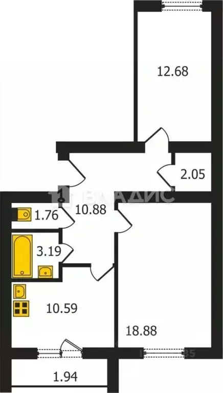 2-к кв. Владимирская область, Владимир ул. Всесвятская, 15Б (58.7 м) - Фото 1