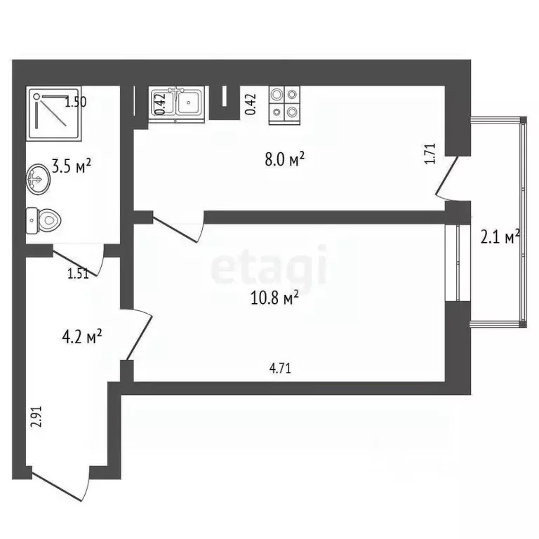 1-к кв. Калининградская область, Гурьевский муниципальный округ, пос. ... - Фото 2