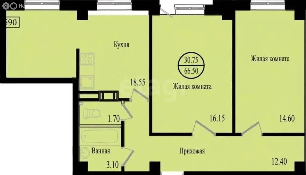2-комнатная квартира: Всеволожск, микрорайон Южный, улица Доктора ... - Фото 2