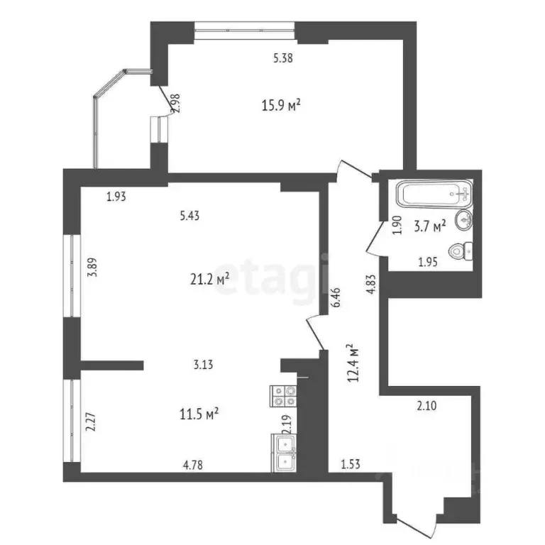 2-к кв. Тюменская область, Тюмень ул. Максима Горького, 68к1 (64.7 м) - Фото 1