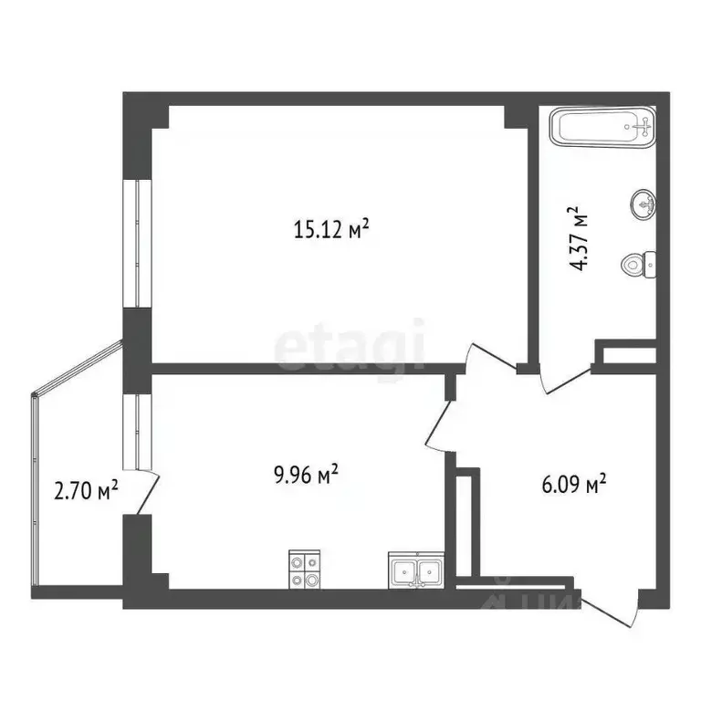 1-к кв. Саха (Якутия), Якутск ул. Богдана Чижика, 31 (36.89 м) - Фото 2