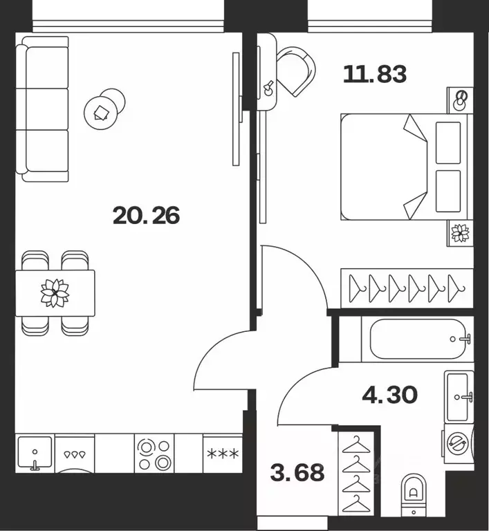 1-к кв. Тульская область, Тула Жукова Парк жилой комплекс (40.07 м) - Фото 1