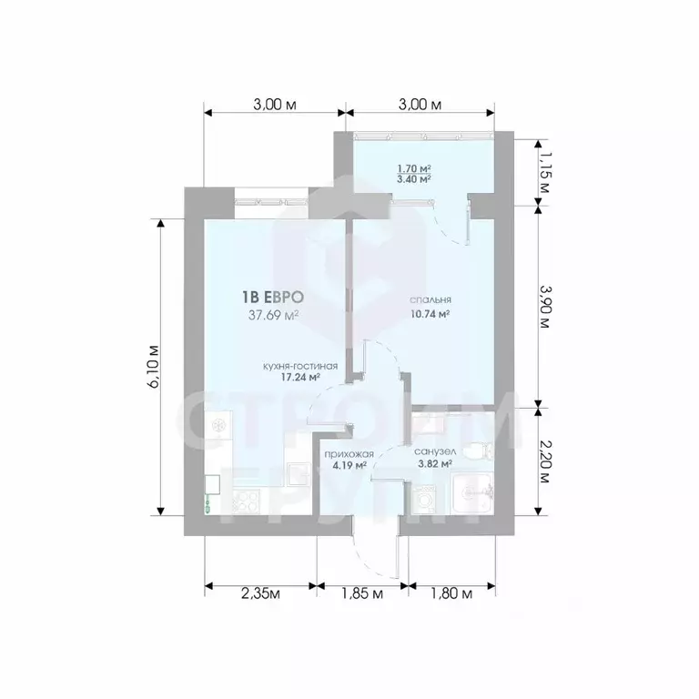 1-к кв. Владимирская область, Суздаль  (37.69 м) - Фото 2