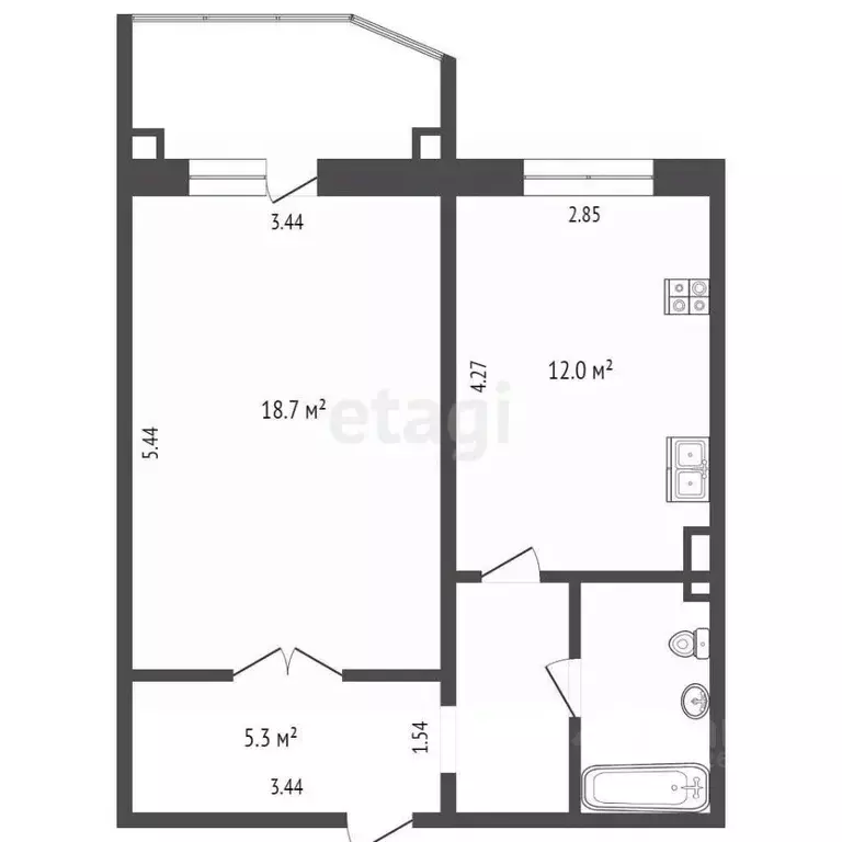 1-к кв. Ханты-Мансийский АО, Сургут ул. Иосифа Каролинского, 9 (43.3 ... - Фото 1