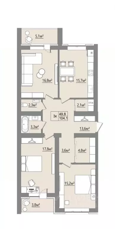 3-к кв. Воронежская область, Рамонский район, с. Ямное ул. Багратиона, ... - Фото 1