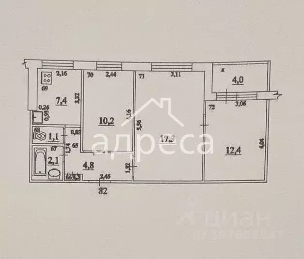 3-к кв. Самарская область, Самара просп. Карла Маркса, 487 (60.0 м) - Фото 1