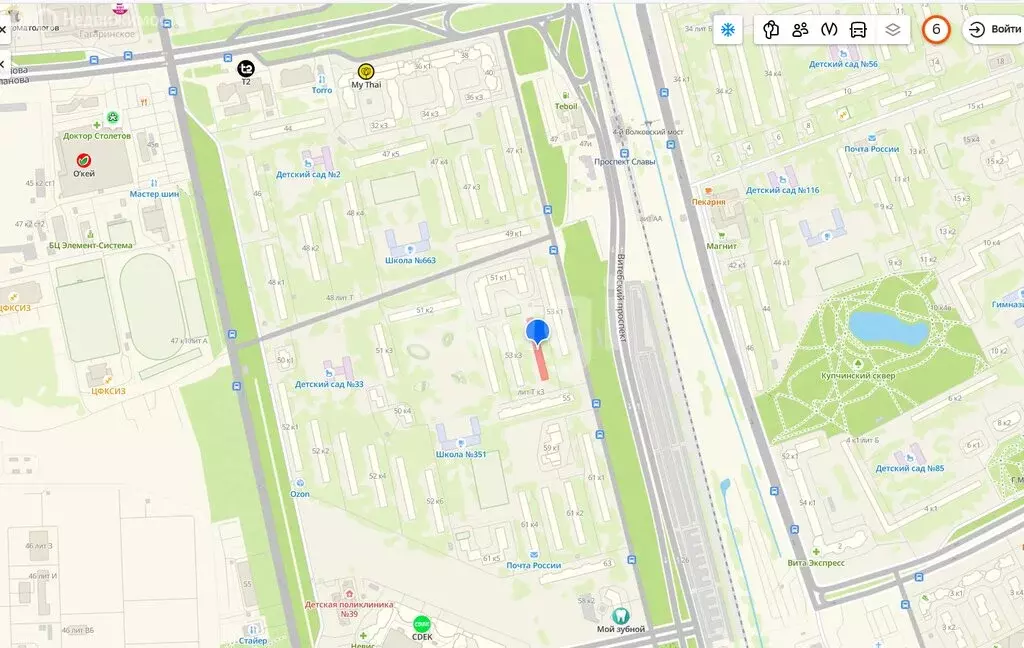 1-комнатная квартира: Санкт-Петербург, Витебский проспект, 53к2 (30.62 ... - Фото 1