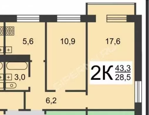 2-комнатная квартира: Нижний Новгород, Моторный переулок, 2к5 (43.4 м) - Фото 0