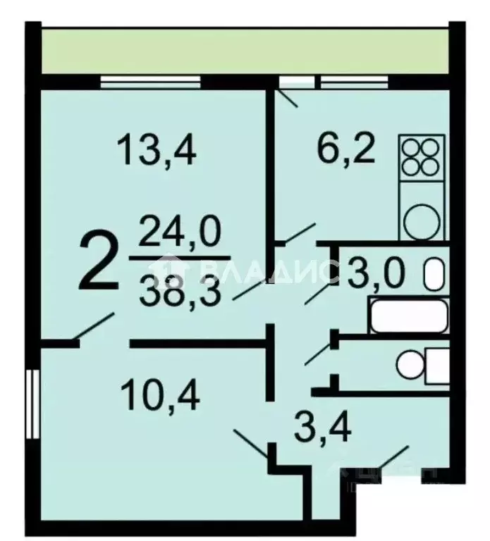 2-к кв. Москва ул. Бехтерева, 49К3 (38.3 м) - Фото 2