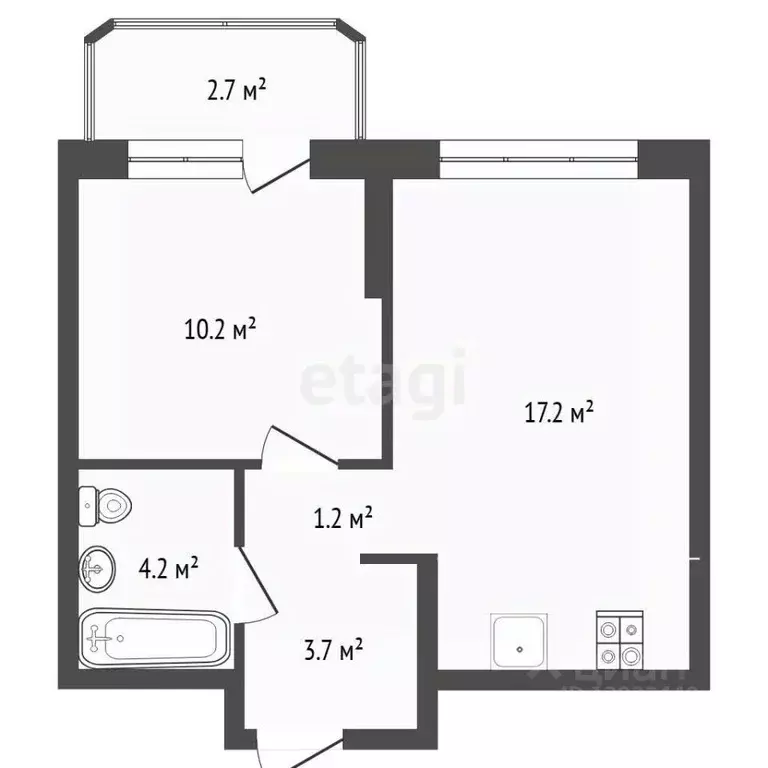 1-к кв. Тюменская область, Тюмень ул. Надежды Шалагиной, 4 (37.3 м) - Фото 2