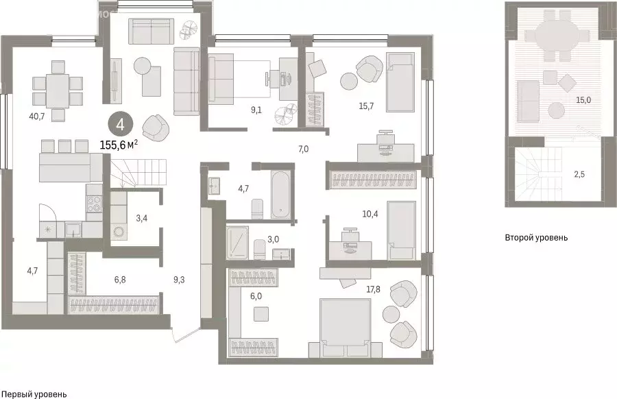 4-комнатная квартира: Тюмень, Мысовская улица, 26к1 (155.62 м) - Фото 1