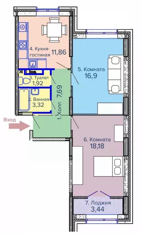 2-к кв. Пермский край, Березники  (63.31 м) - Фото 1