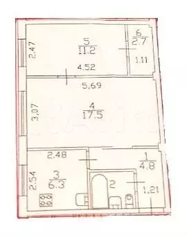 2-к. квартира, 45,4 м, 1/5 эт. - Фото 0