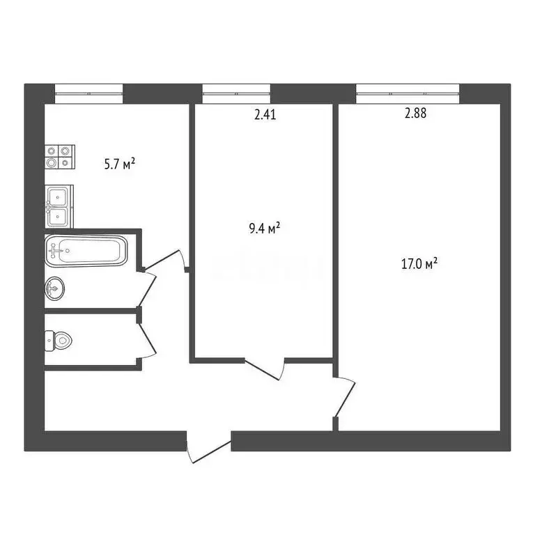 2-комнатная квартира: Гатчина, улица Радищева, 3 (43 м) - Фото 1