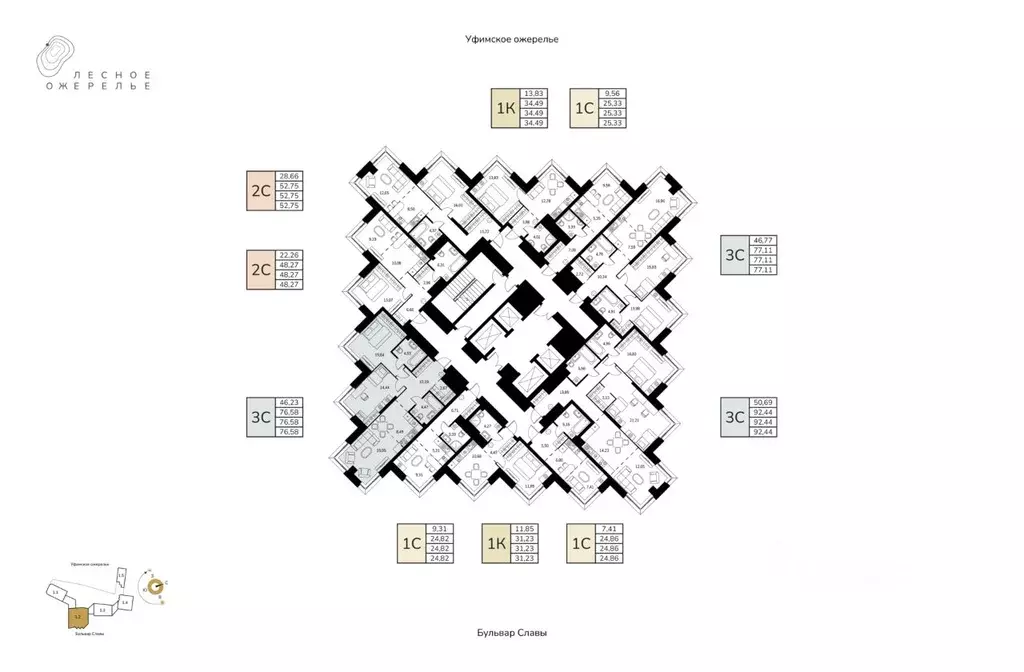 3-к кв. Башкортостан, Уфа ул. Чудинова (76.58 м) - Фото 2