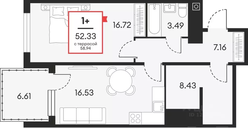 1-к кв. Ханты-Мансийский АО, Нефтеюганск ул. Нефтяников, 48А (52.33 м) - Фото 1