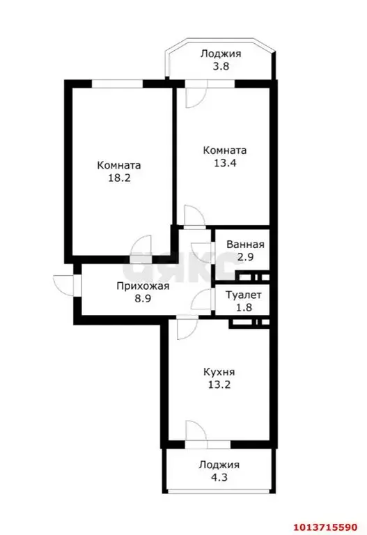 2-комнатная квартира: Краснодар, улица Григория Булгакова, 8 (66.5 м) - Фото 0