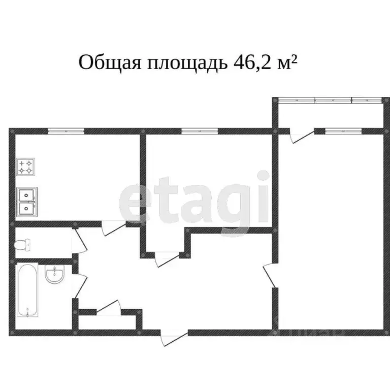 2-к кв. Саратовская область, Саратов Соколовогорская ул., 1 (46.1 м) - Фото 2