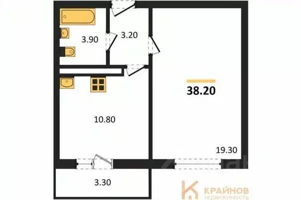 1-к кв. Воронежская область, Воронеж Озерки жилой квартал,  (38.2 м) - Фото 0