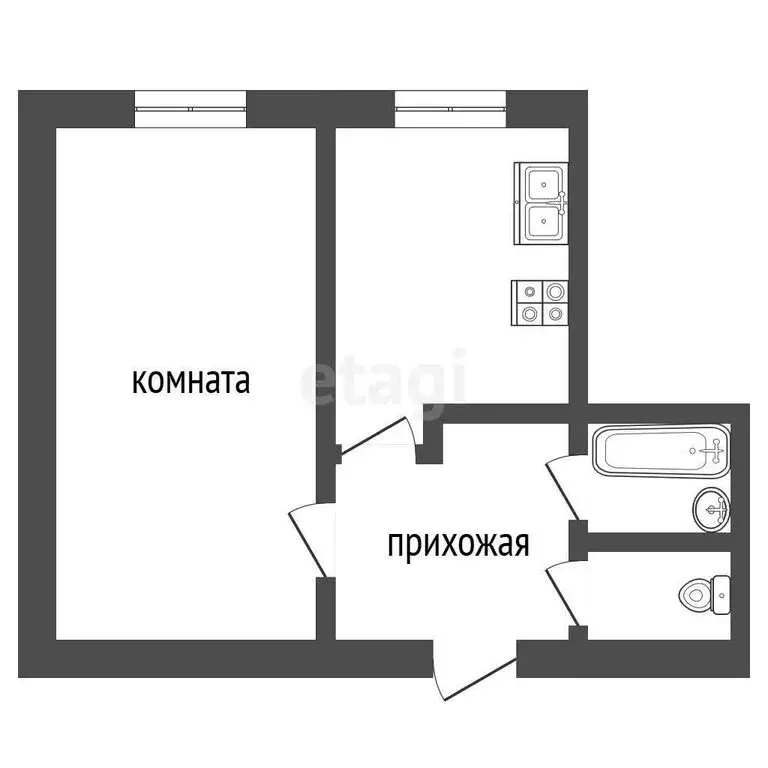 1-комнатная квартира: Заводоуковск, улица Энергетиков, 41 (30.2 м) - Фото 1