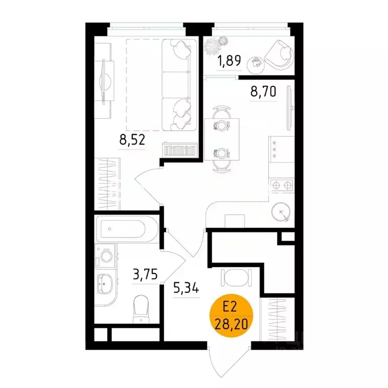 1-к кв. Рязанская область, Рязань Московское ш., 4 (28.2 м) - Фото 1