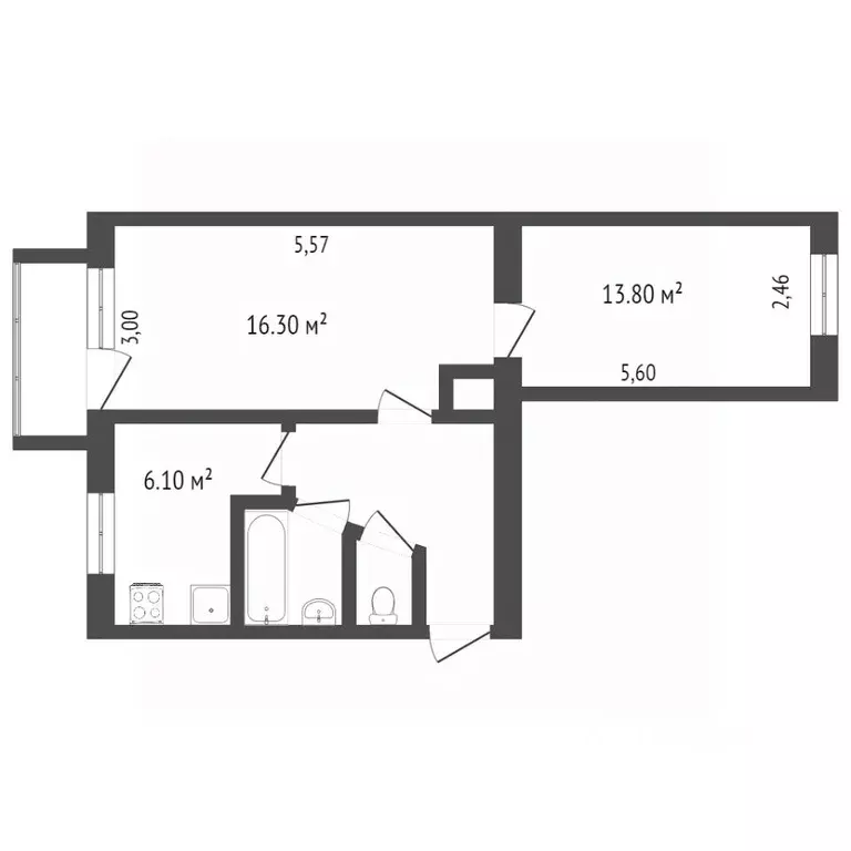 2-к кв. Вологодская область, Вологда Пионерская ул., 18 (44.2 м) - Фото 2