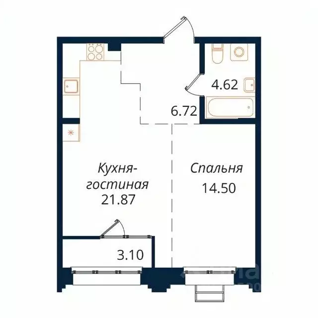 1-к кв. Иркутская область, Иркутск Байкальская ул., 246Б (50.1 м) - Фото 1