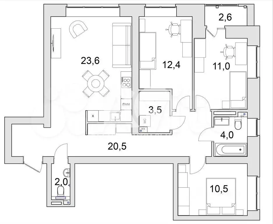 3-к. квартира, 87,5 м, 15/15 эт. - Фото 1