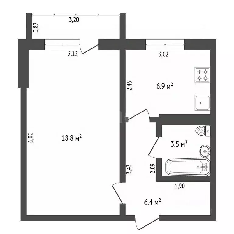 1-к кв. Амурская область, Благовещенск ул. Василенко, 11/3 (35.6 м) - Фото 2