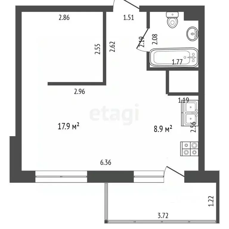 1-к кв. Московская область, Красногорск бул. Космонавтов, 5 (33.5 м) - Фото 2
