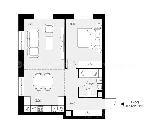 1-к кв. Татарстан, Казань Променад жилой комплекс (63.4 м) - Фото 1