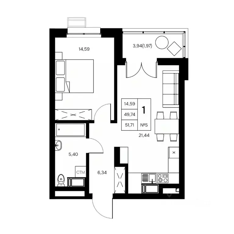 1-к кв. Калужская область, Обнинск Заовражье жилрайон, Новый город ... - Фото 1