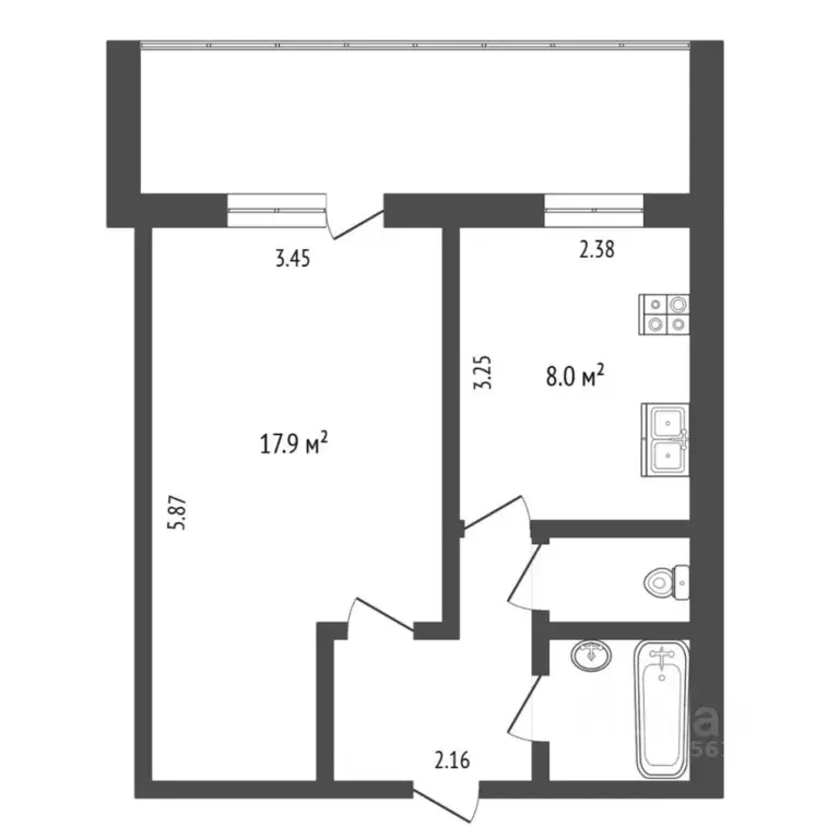 1-к кв. Тюменская область, Тюмень ул. Николая Чаплина, 132 (34.2 м) - Фото 2