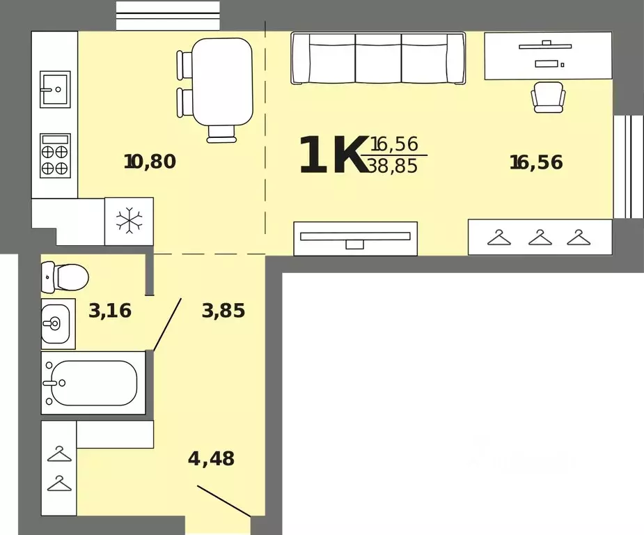 1-к кв. Алтай, Майминский район, с. Майма  (38.85 м) - Фото 1