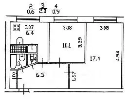 2-к кв. Санкт-Петербург Байконурская ул., 15 (43.9 м) - Фото 2