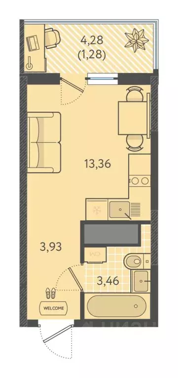 Студия Краснодарский край, Краснодар Теплые Края жилой комплекс (22.03 ... - Фото 1