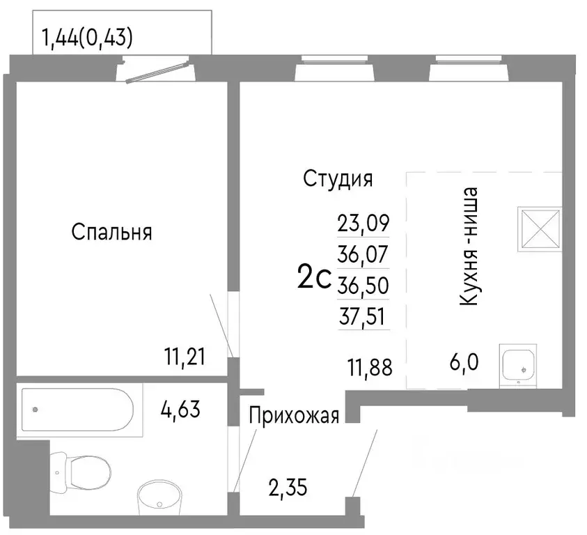 2-к кв. Челябинская область, Челябинск Нефтебазовая ул., 1к2 (36.5 м) - Фото 0