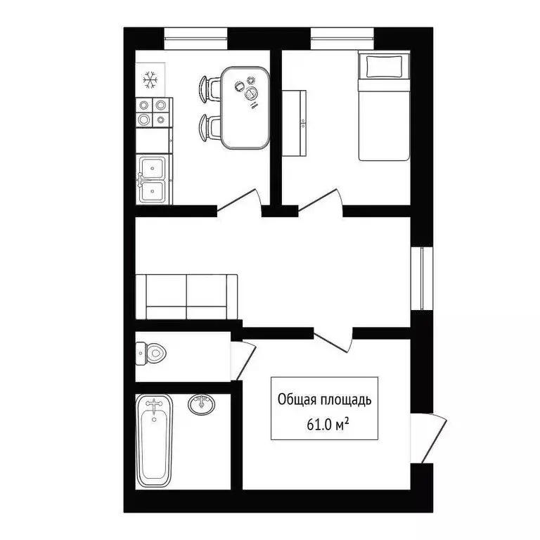 3-комнатная квартира: Бердск, Микрорайон, 25 (61 м) - Фото 1