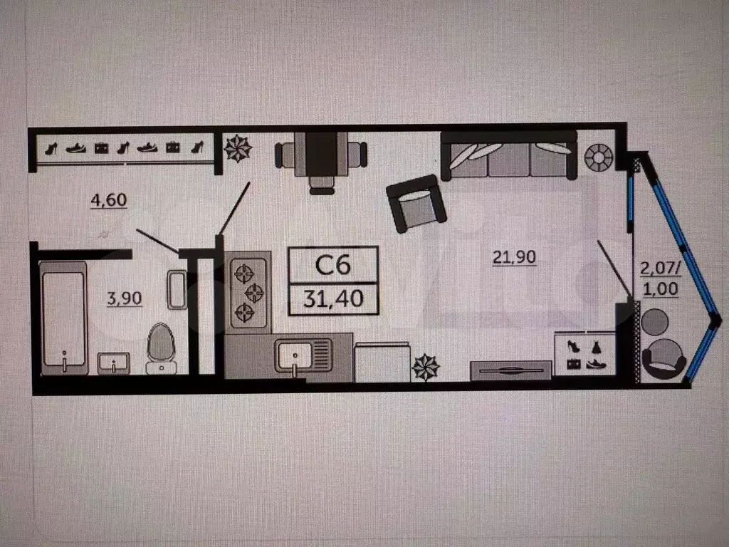 1-к. квартира, 34 м, 21/24 эт. - Фото 0