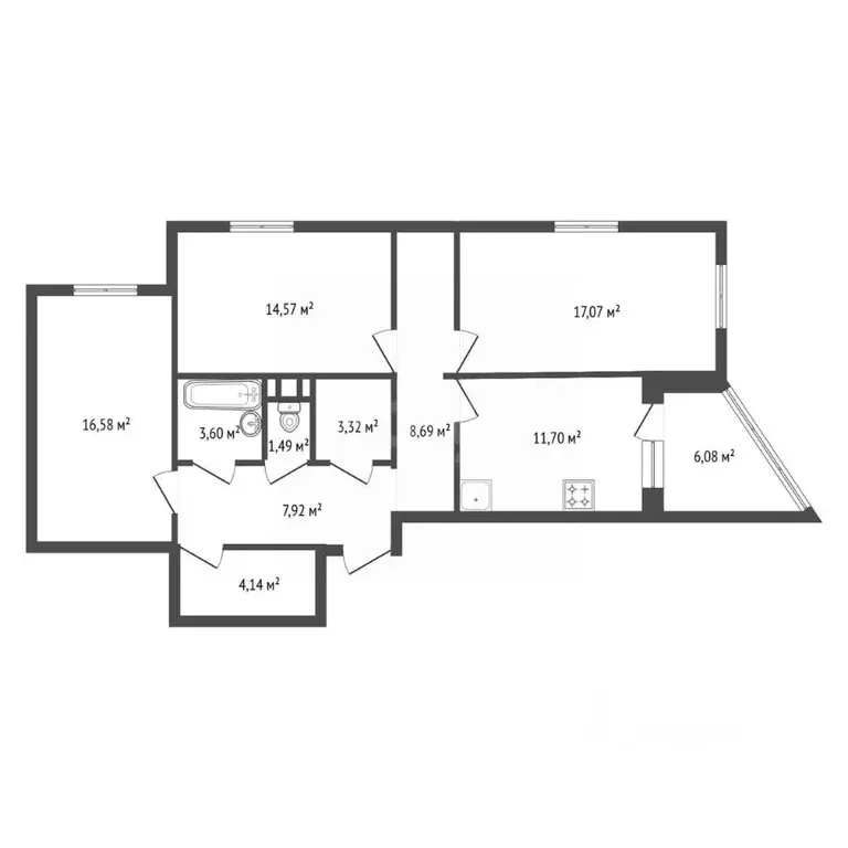 3-к кв. Башкортостан, Уфа Российская ул., 47/3 (88.1 м) - Фото 2